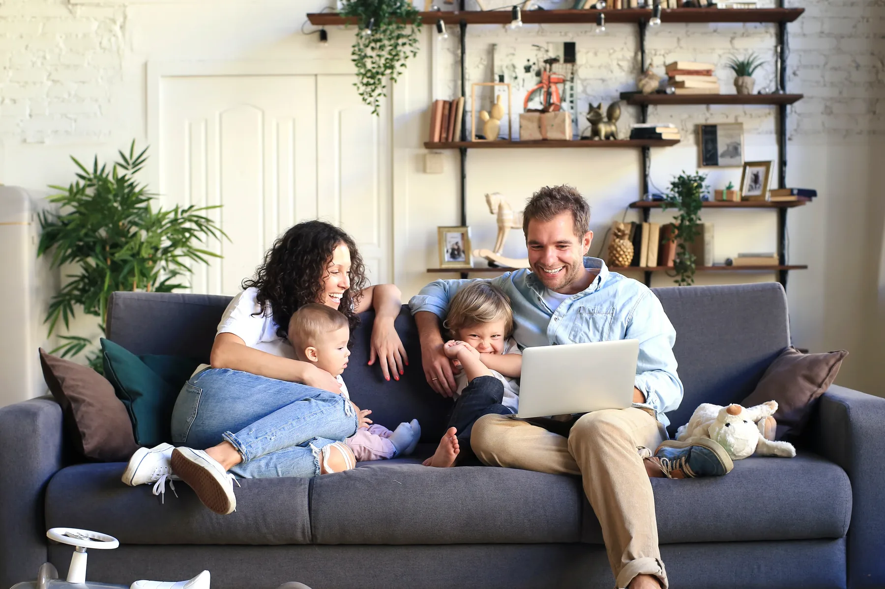 Lifestyle happy family couch